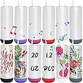 Lilsofee 12 Pack 20 OZ Sublimation Blank Tumblers Bulk Stainless Steels Double Vacuum Bluetooth Speaker Music Insulated Tumbler with Lid and Straw Heat Transfer Cup Multicolor