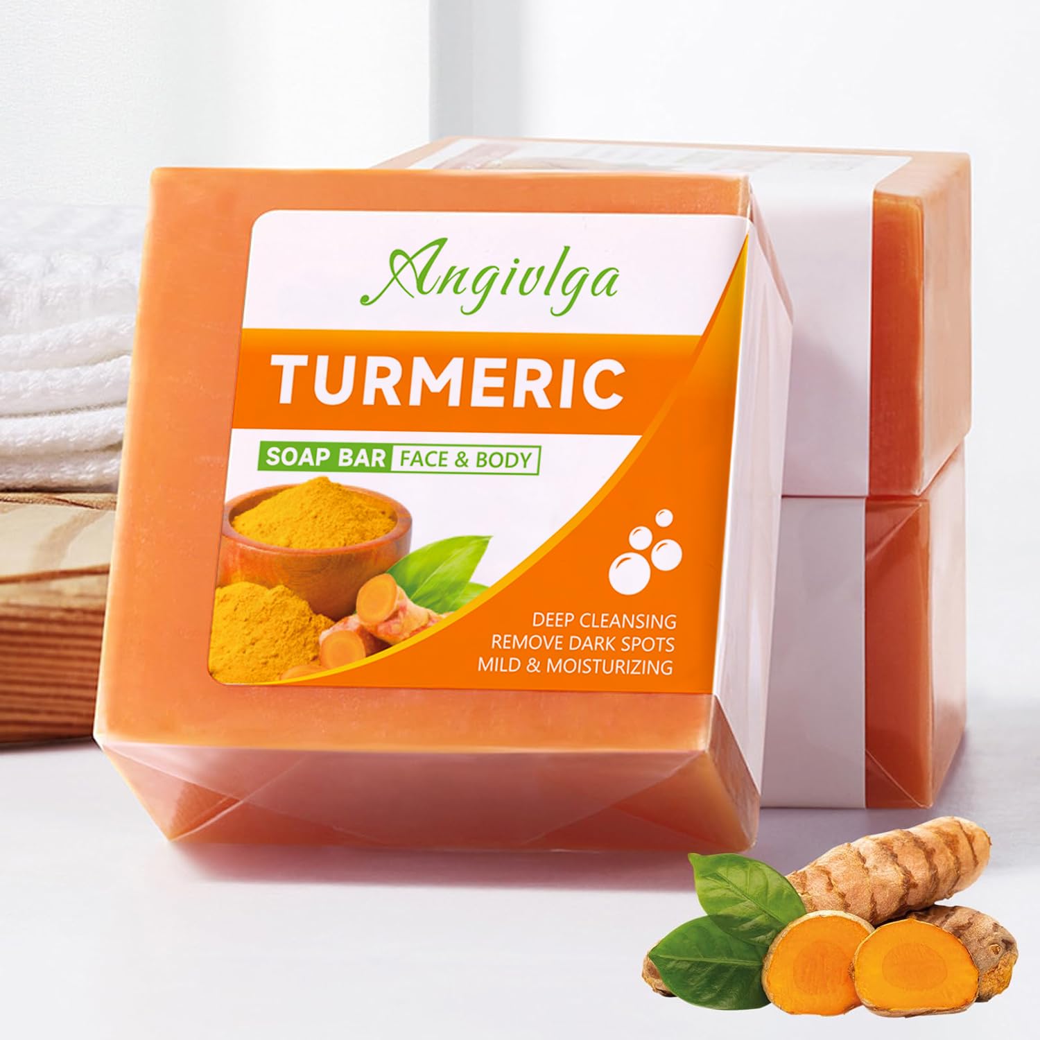 Turmeric Soap,Nature turmeric Handmade soap Bar For Face & Body,Dark Spot Corrector Remover,Moisturizing Erase Fine Lines,Firming,Friendly Vegan&Cruelty Free (1 PCS)