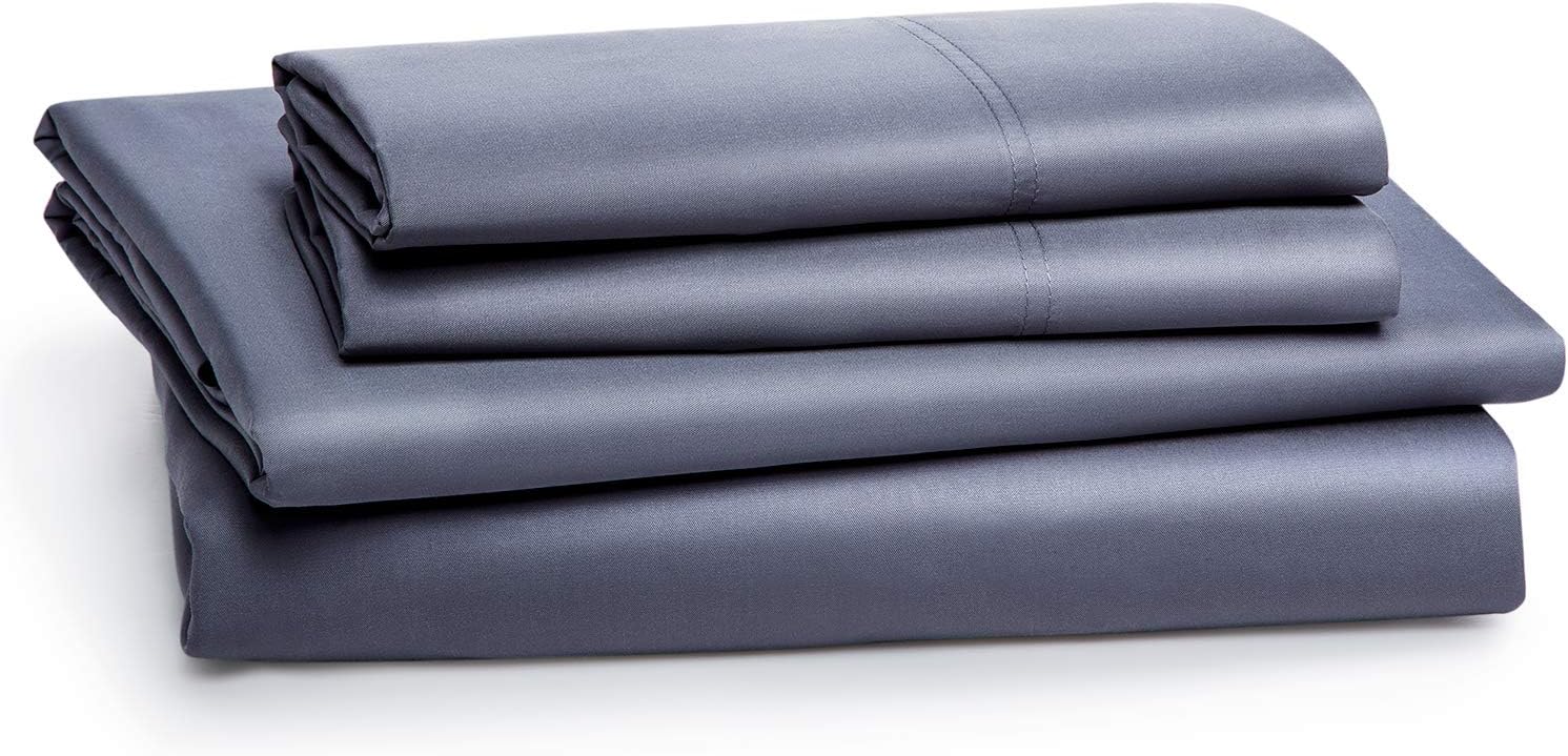 Bedsure 100% Bamboo Sheets Queen Size Cooling Sheets Deep Pocket Bed Sheets-Super Soft Hypoallergenic,Breathable - 4 Pieces 1 Fitted Sheet with 16 Inches, 1 Flat Sheet, 2 Pillowcases-Grey: Home & Kitchen