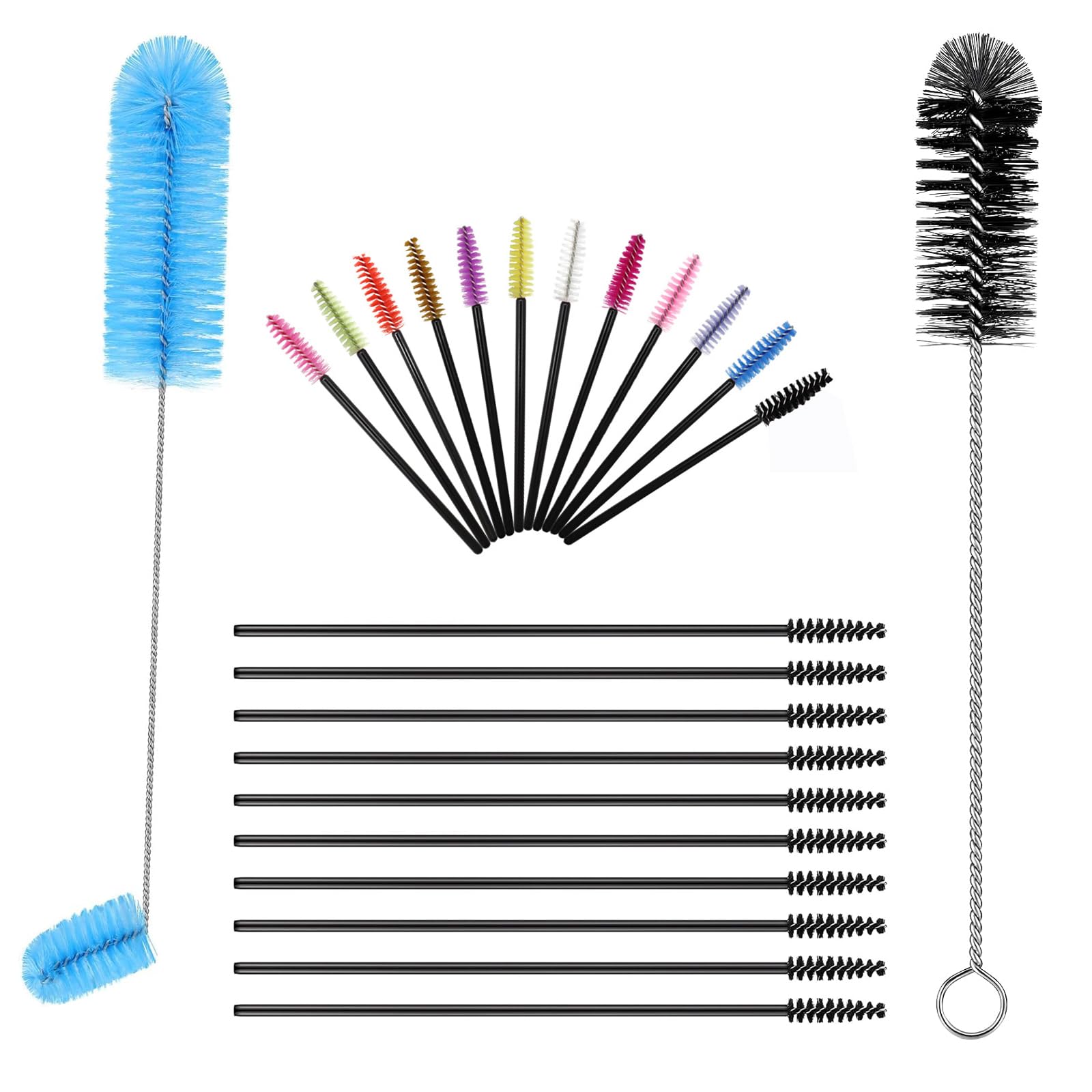 17 Pieces 4 Size Hummingbird Feeder Cleaning Brush Mini Nylon Tube Brush Set Double Headed Hummingbird Brush Cleaner 2 in 1 Hummingbird Brush Kit for Bottles, Tubes, Jars, Bird Feeder (Blue)