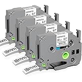 TZe-241 18mm 0.7 Laminated White Tape Replace for Brother Label Maker Tape 18mm Label Tape Compatible with P-Touch TZ TZe 3/4" Black on White TZE241 for PTD410 PT-D400 PT-D610BT PTD600 Refills,4 Pack