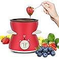 MultiOutools Mini Electric Fondue Pot Set with Dipping Forks, Chocolate Melts Candy Melts Fondue Pot, Melting Chocolate Small Pot for Chocolate Caramel Cheese (red)