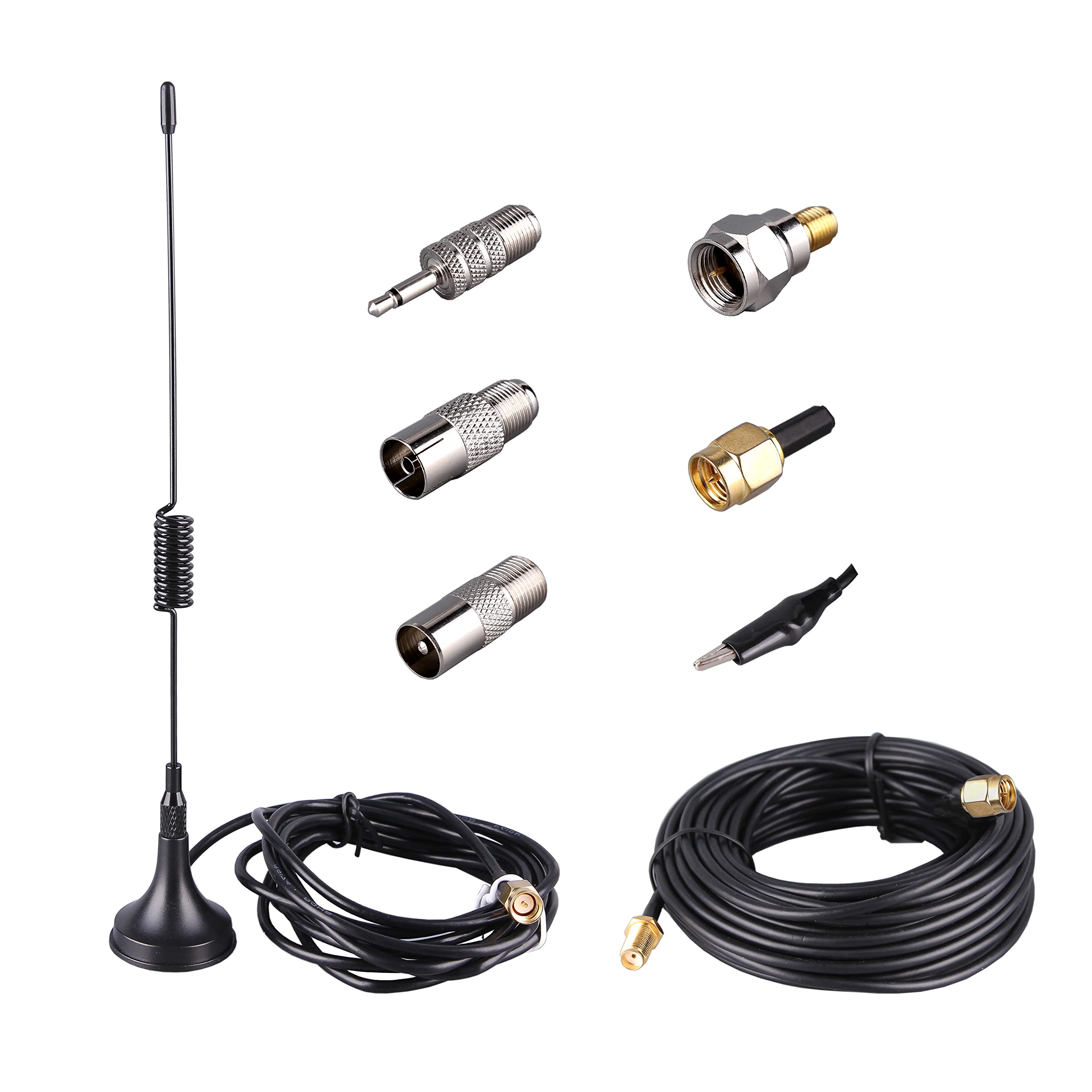 DAB FM Antenna Digital Radio Antenna 75 ohm SMA Aerial Adapter High-frequency cable Stereo Receiver Indoor with high Magnetic Base, match with Extension Coaxial Cable 5 meters/16.4 ft [Upgraded]