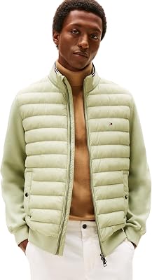 Sweat avec Fermeture Éclair Homme Mix Media Stand Collar Veste en Duvet, Vert (Earth Sage), XXL