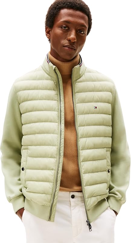 Sweat avec Fermeture Éclair Homme Mix Media Stand Collar Veste en Duvet, Vert (Earth Sage), XXL — photo 1 sur 4