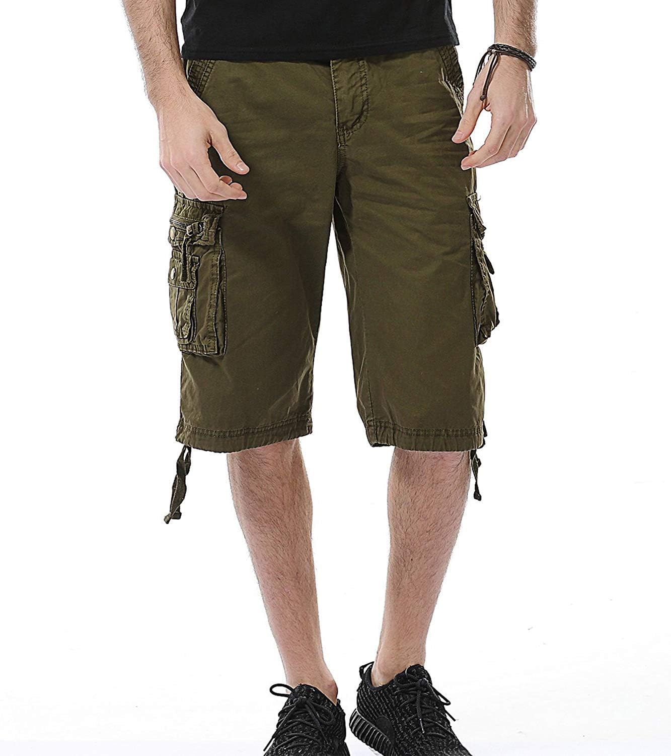 HHGKED Mens Below Knee Relaxed Fit Long Cargo Shorts