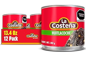 La Costeña Huitlacoche - Traditional Gourmet Mexican Food for Quesadillas, Tacos, Tamale, Umami - Canned Mexican Corn Truffle - Shelf Stable Non Perishable Food Items Ready to Eat - 13.4 oz, 12 Pack