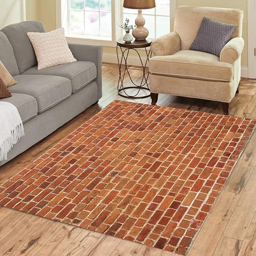 Amazon Com Pinbeam Area Rug Brown Interior Red Brick Wall Orange