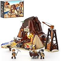 Funwhole Wild West Gold Mine Lighting Building-Bricks Set - Western Prospector’s Dig Entrance 658 Pcs Mining Playset for Adul