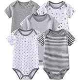 Chamie Newborn Baby Bodysuit 5-Pack Short Sleeve Baby Clothes for Boys and Girls