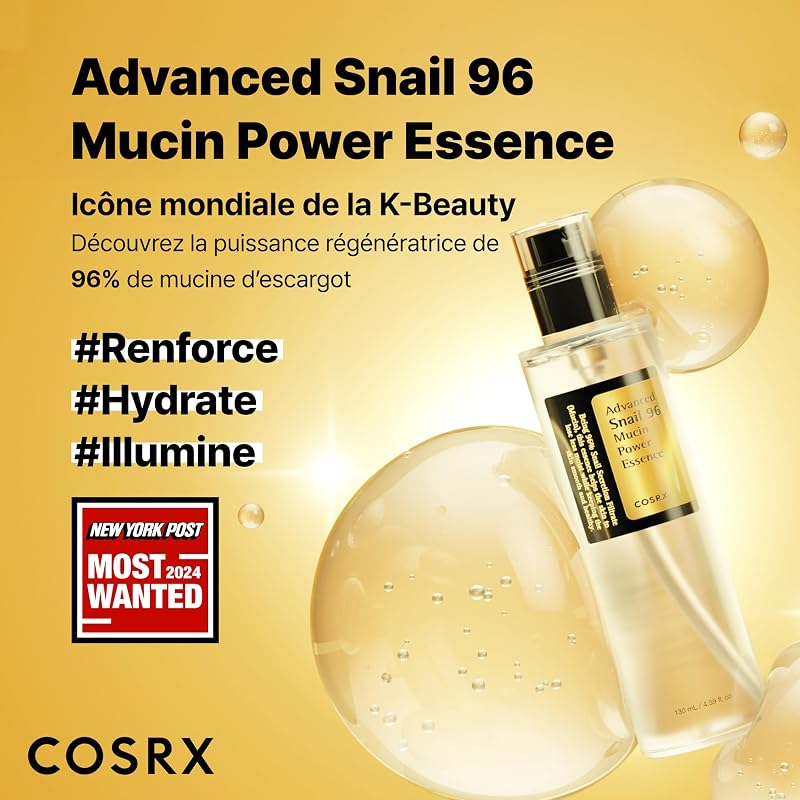 Advanced Snail 96% Mucin Power Essence 100 ml | Sérum Hydratante avec Mucine Bave d'Escargot | Anti Rides Peaux d'Acné et Sèches Soins pour le Visage | Coréen Korean Skincare — photo 3 sur 7