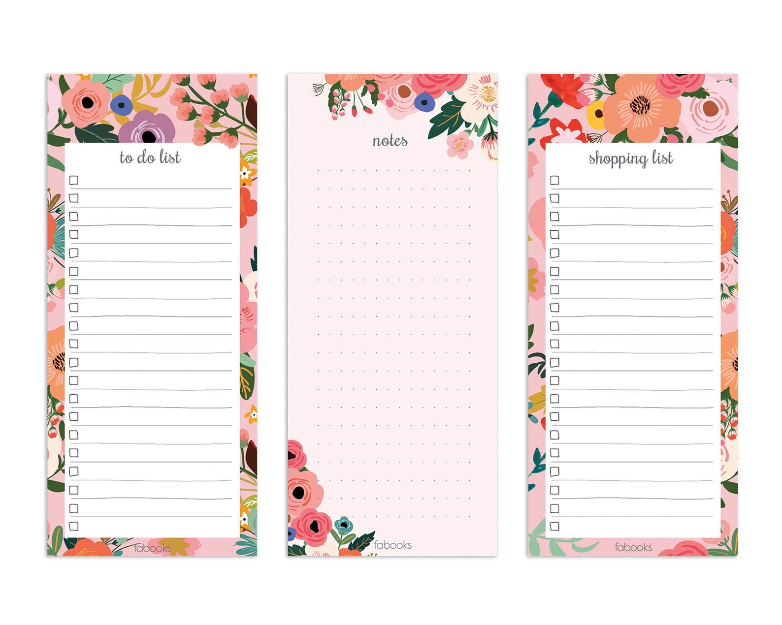 Floral Set of 3 Notepads - Daily Plan, Weekly Plan, Notes - Desk Planner, Writing Notepad, Weekly Planner, Daily Planner