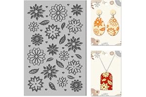 CHGCRAFT Dahlia Polymer Clay Texture Sheets Leaves Art Flowers Rubber Clay Texture Mat Plant Modeling Pad Texture Sheets for Polymer Clay Making Earrings Jewelry