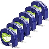 6-Pack Paper Black on White Tape Compatible for DYMO Label Maker Refills 91330, Compatible for Letratag LT-100T LT-100H Refills, 1/2 inch x 13 feet (12mm x 4m)