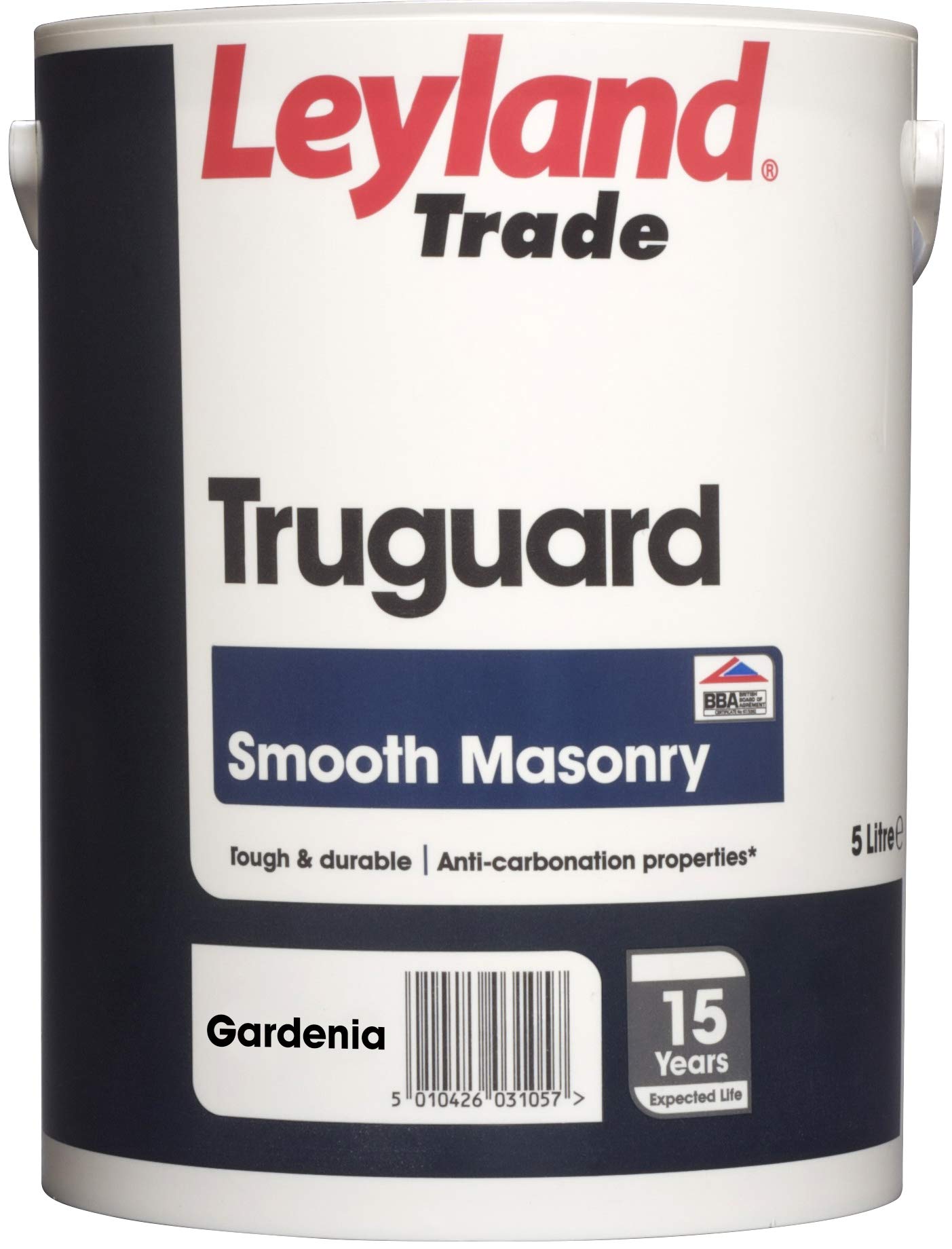 Leyland Trade - Truguard Smooth Masonry Paint - Gardenia - 15 Year Weathering Protection - Anti Carbonation - 5L