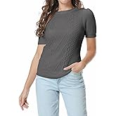 DAIMIDY Women's Short Sleeve Crew Neck Sweaters Lightweight Summer Sweater Casual Knit Pullover Tops