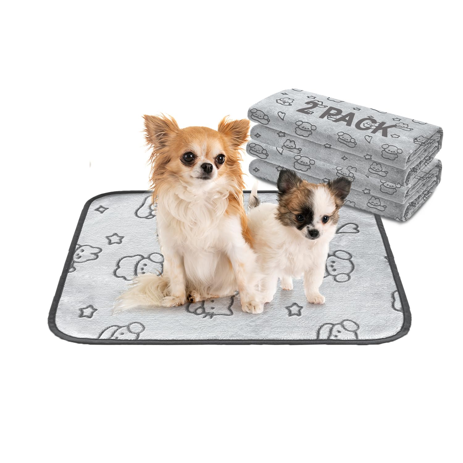 Photo 1 of Qeils Reusable Puppy Pads, 2 Pack Washable Pee Pads for Dogs, Waterproof Non Slip Wee Wee pad, Absorbent and Leakproof Training Mats for Potty, Crate, Playpen, Bed, Sofa, 18"x 24"