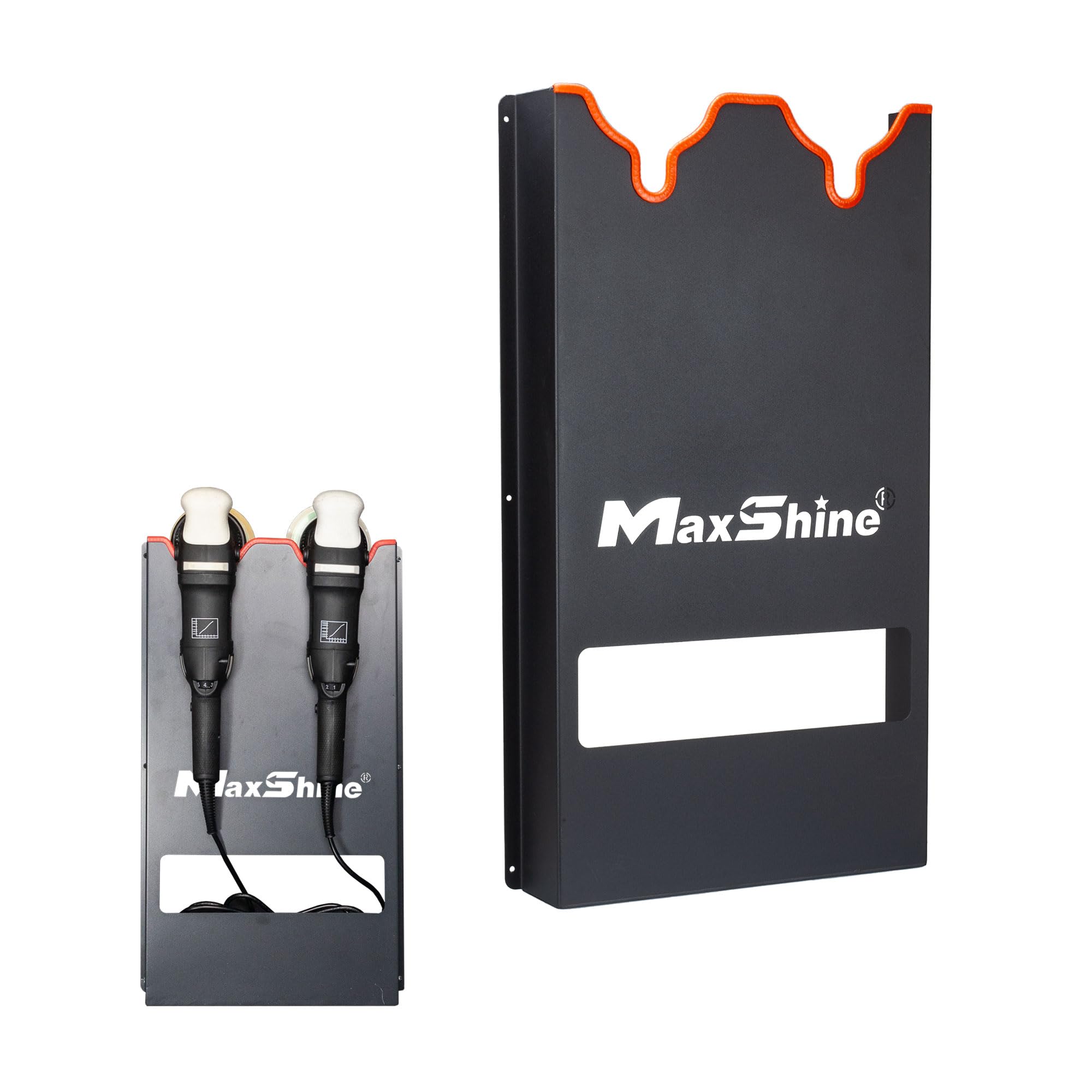 Photo 1 of Maxshine Universal Dual Machine Polisher Wall Holder - Mounted Rack Organizer for Dual Action & Rotary Polishers, Ideal for Mobile Detailing & Garage Setup, Space-Saving Detailing Storage -