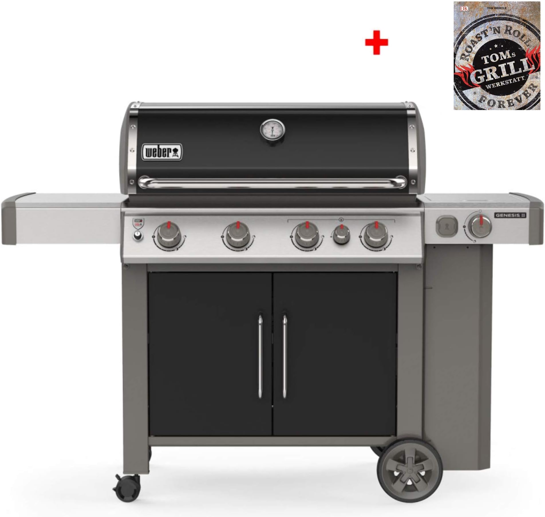 Palatina Werkstatt ® Bundle of Sensational Weber Gas Grill Genesis II EP-335 GBS Black + Tom Heinzles Grillwerkstatt
