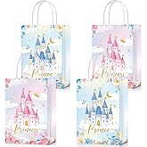 24 Pcs Princess & Prince Castle Party Bags with Handles - Candy & Treat Goodie Bags for Gender Reveal, Baby Shower & Wedding