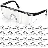 Tellegloww 12 Pack Safety Glasses Clear Anti Fog Goggles for Men and Women Over Spec Glasses Protective Eye Wear Industrial Approved Wide Vision