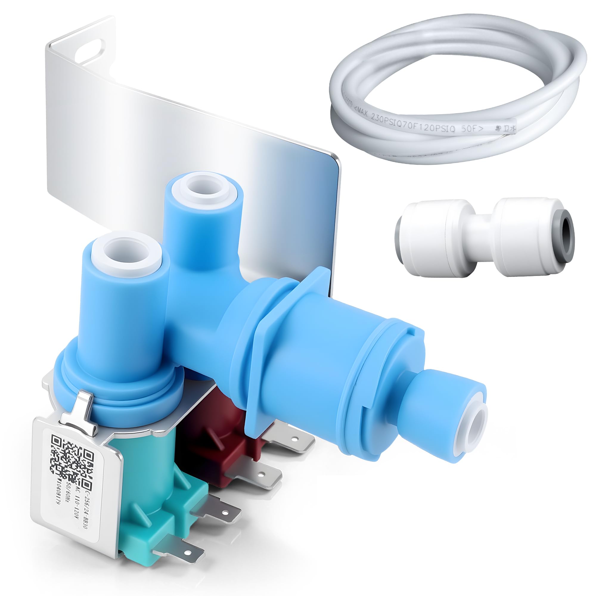 Photo 1 of W10408179 W10179146 4389177 Refrigerator Water Inlet Valve Compatible with Whirl-pool Ken-more Refrigerator Replaces 4389177 WPW10179146 2188708 2205762 by TOMOON