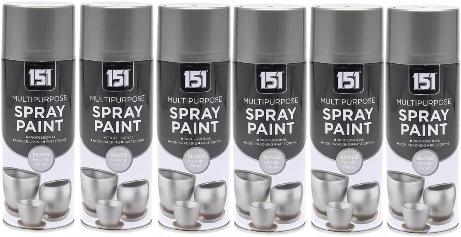 Silver Metalic Finish – 2 x 400ML MULTIPURPOSE SPRAY PAINT DECORATIVE INTERIOR EXTERIOR PAINT FAST DRYING-SZL