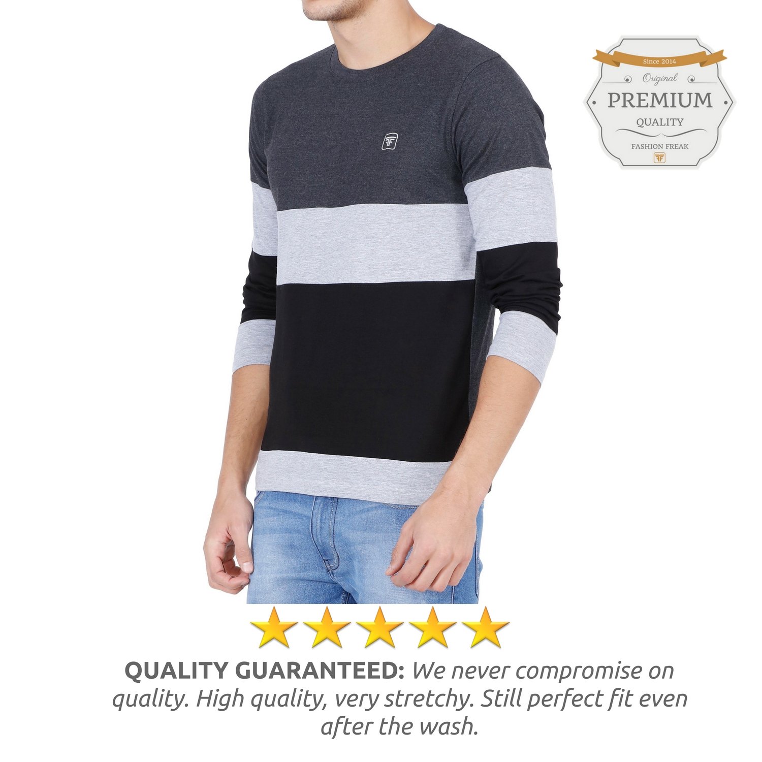 fashion freak full sleeve t shirt for men stylish tri colour (ff002)