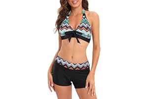 Century Star Women Two Piece Swimsuit Athletic Bathing Suits for Women Ruffled Tummy Control High Waisted Swimsuits