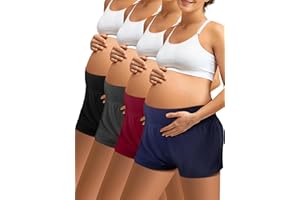 Bunnycool 4 Pack Maternity Shorts Comfy Women Maternity Pajamas Clothes Sleep Shorts Lounge Shorts Pregnancy Workout Clothes