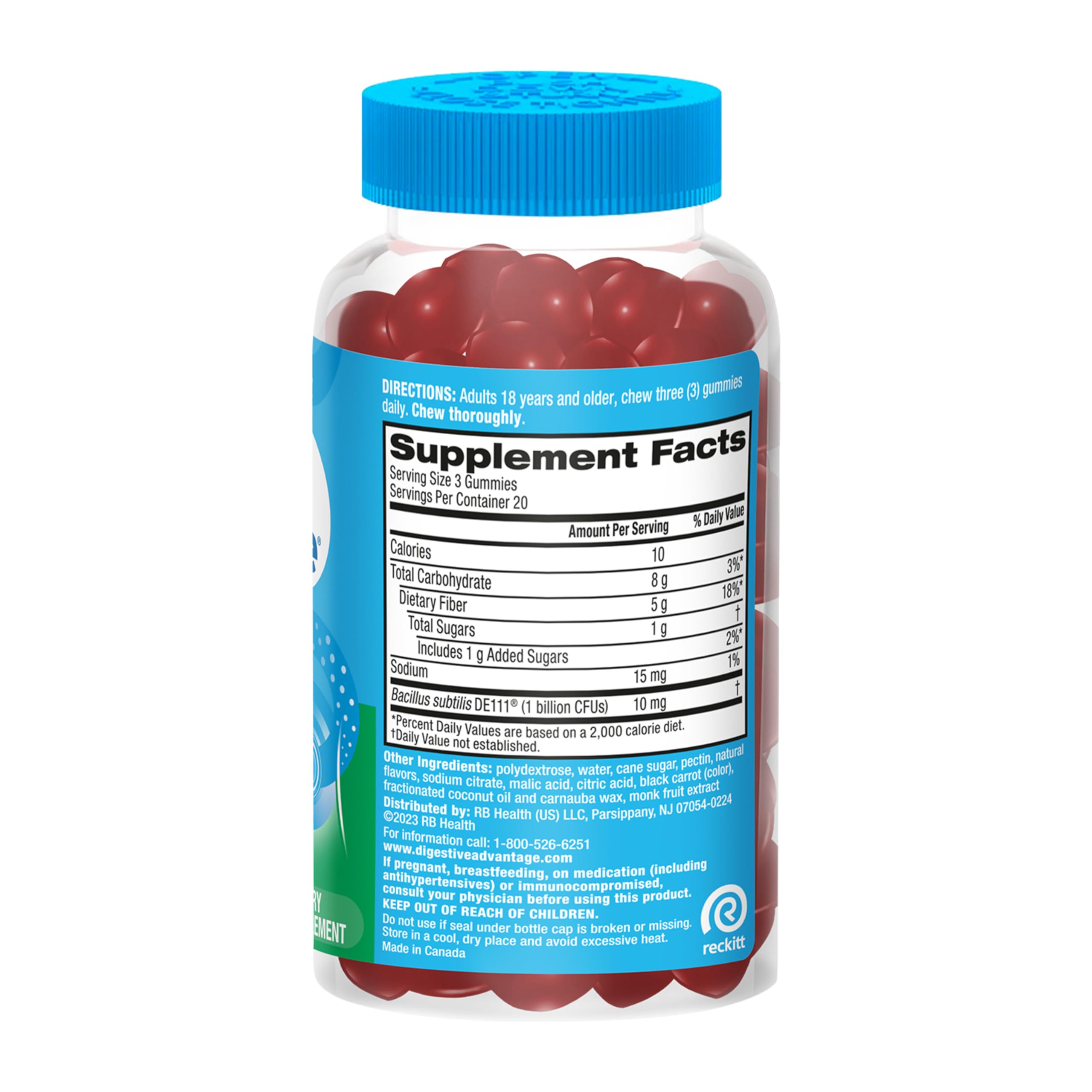 Digestive Advantage Prebiotic Fiber Gummies + Probiotics for Gut Health, 5g Prebiotic Fiber Plus 1 Billion CFU Probiotic, Supports Digestive Health & Regularity, (60ct Bottle) Strawberry Flavor*