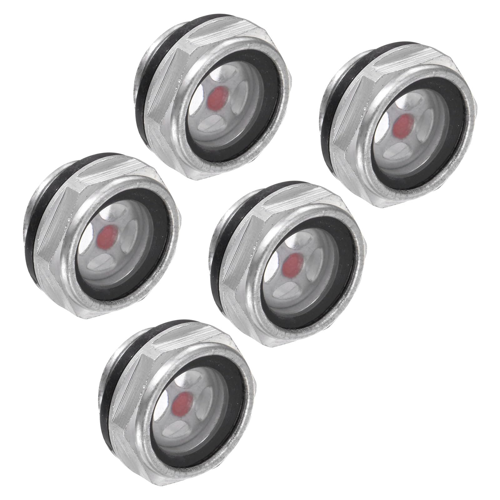 CoCud Air Compressor Oil Sight Glass, | M20x1.5mm Male | Aluminum Hex Head Oil Liquid Level Indicator Glass Window - (Applications: for Gearbox Fittings), 5-Pieces