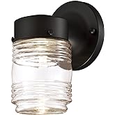 Design House 587246 Jelly Jar Indoor/Outdoor Integrated LED Wall Light, Black