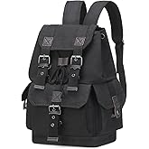 SUIKIHUM Vintage Canvas Backpack for Men Women, Durable Casual Daypack, Large Capacity Travel Rucksack Fits for Hiking and Daily Use (Black)