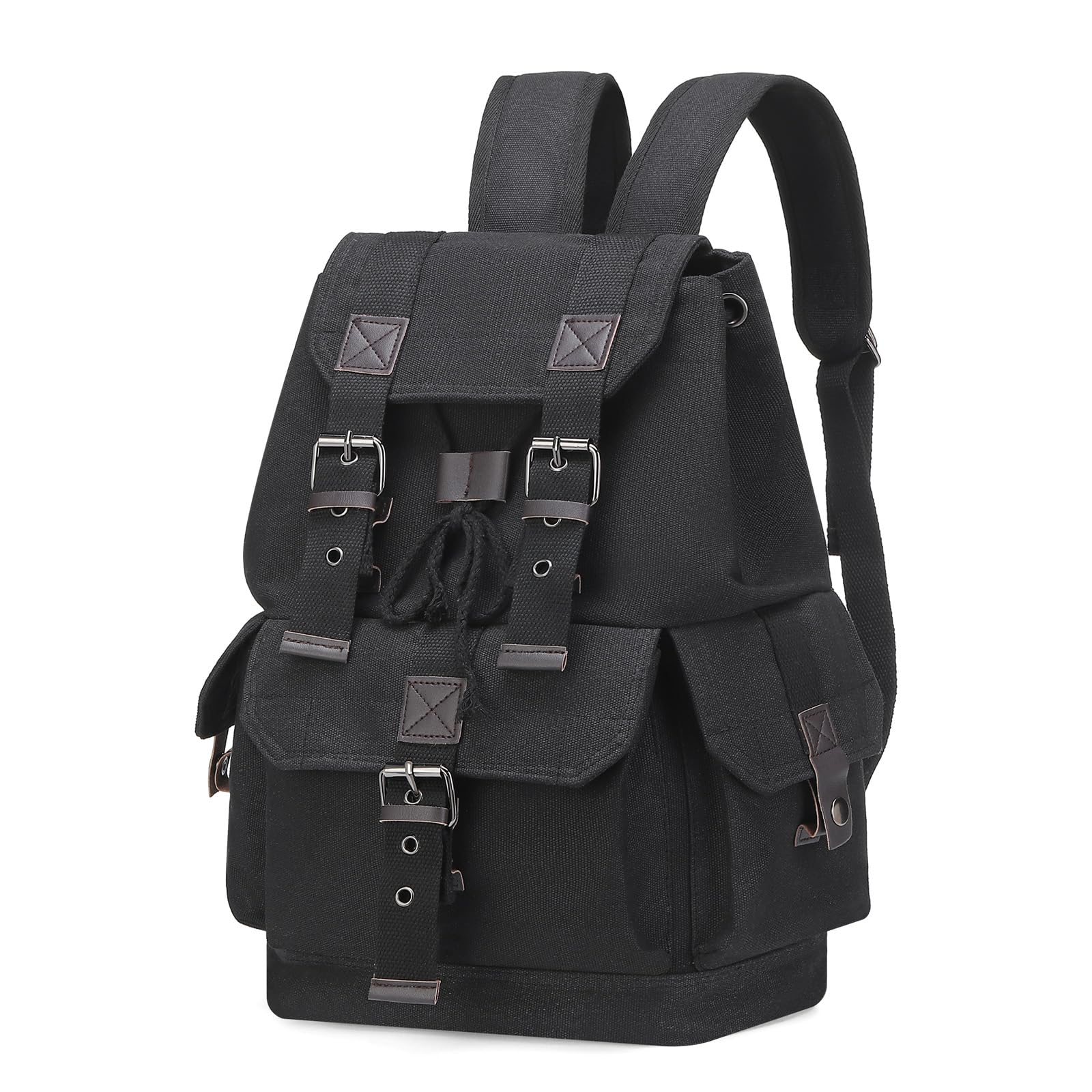 Photo 1 of SUIKIHUM Vintage Canvas Backpack for Men Women, Durable Casual Daypack, Large Capacity Travel Rucksack Fits for Hiking and Daily Use (Black)