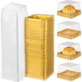 SEWACC 50pcs Mooncake Box Mini Cake Container Small Clear Plastic Cupcake Box with Lids Single Square Muffin Cookies Packing Containers for Individual Chocolate, Wedding Birthday Party
