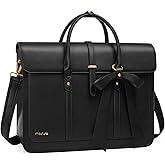 MOSISO Laptop Bag for Women, 17 inch PU Leather Laptop Shoulder Bags Convertible Backpack, 17.3 inch Messenger Bags Casual Handbag Work Briefcase Travel Computer Bag with Bowknot, Black