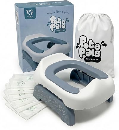 Venture Pote Pals Travel Potty Grey Woodland with 5 Liners 2 in 1