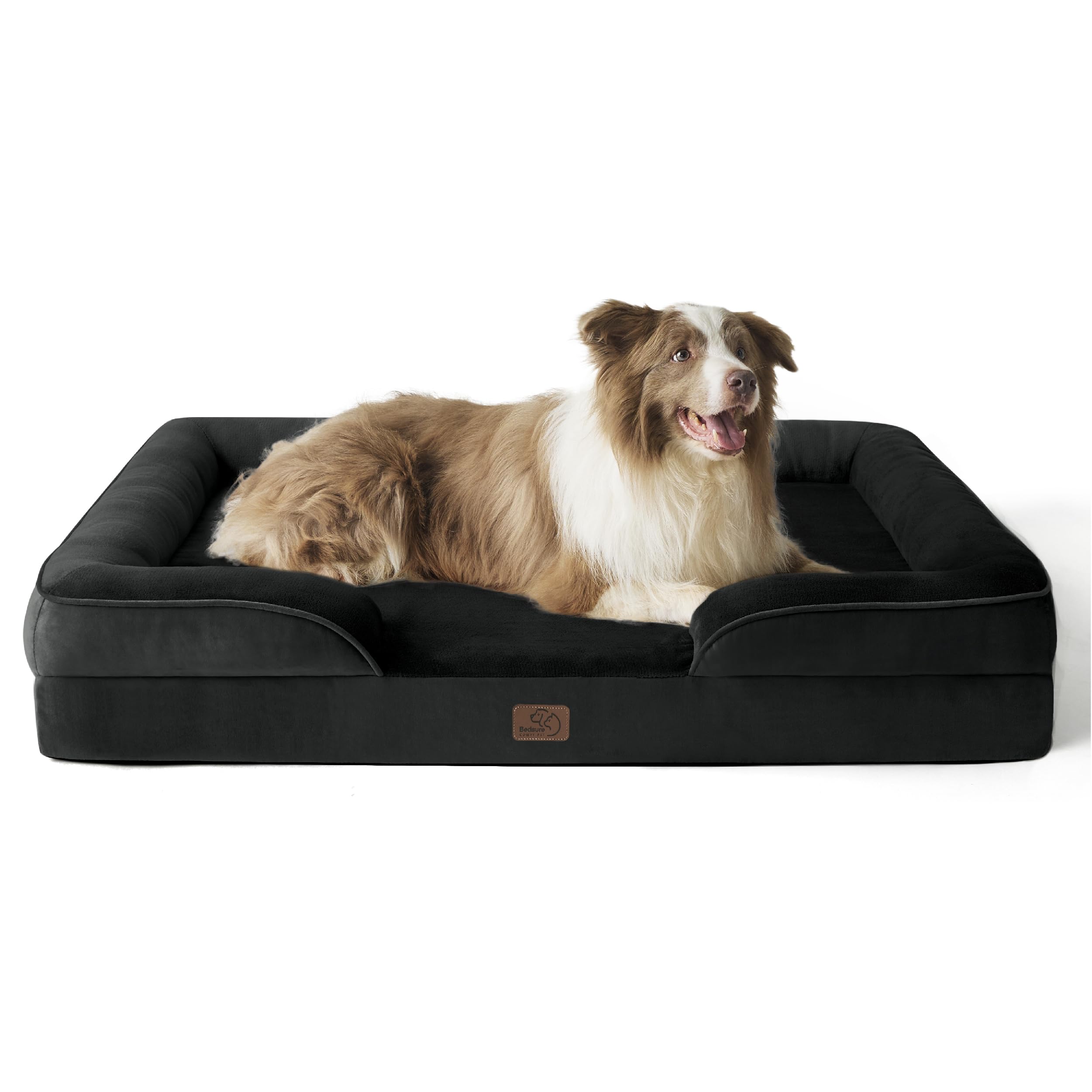 Photo 1 of Bedsure Orthopedic Dog Bed for Large Dogs - Big Washable Dog Sofa Beds Large, Supportive Foam Pet Couch Bed with Removable Washable Cover, Waterproof Lining and Nonskid Bottom, Black