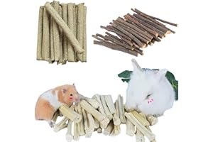 IMVNIKA Guinea Pig Chew Toys for Teeth,Natural Timothy Hay Sticks Sweet Bamboo Sticks Apple Sticks,Hamster Cage Accessories for Chinchilla Bunny Gerbil Rat Degu,Rabbit Food Supplies,9 oz