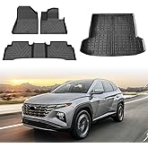 TUYICN Floor Mats & Cargo Liner-Fit for 2022-2025 Hyundai Tucson ((Not Fit Hybrid) All Weather TPE Full Set Floor Liners Waterproof Anti-Slip Durable Automotive Floor Mats (Black)