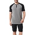 DAVID ARCHY Mens Pajamas Set Summer Cooling Loungewear Ultra-Soft Pjs Ligtweight Short Sleeves Shirts and Shorts Sleep Sets