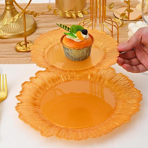 NOEMIE 60PCS FLORAL GOLD PLASTIC PLATES, PREMIUM GOLD DISPOSABLE PLATE FOR PARTY & WEDDING – HEAVY DUTY PARTY PLATE FOR 30 GUESTS (30 DINNER & 30 DESSERT PLATES)