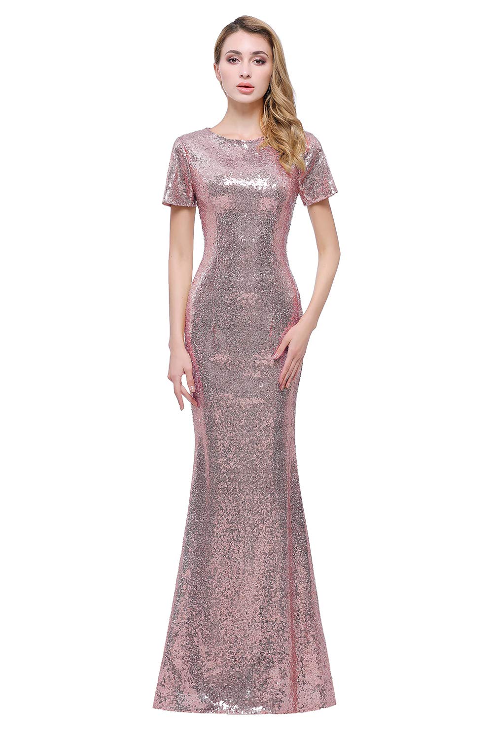 Sparkle Dark Navy Sequins Bridesmaid Dresses Cowl