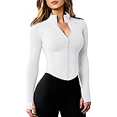 AVGO Women's Workout Jacket Lightweight Zip Up Cropped Yoga Jackets Slim Fit Athletic Tops with Thumb Holes