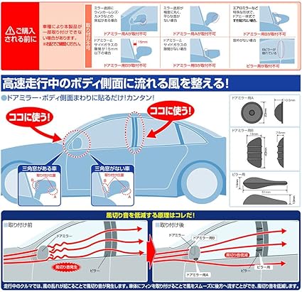 Amazon エーモン 静音計画 風切り音低減フィンセット 車 バイク 車 バイク