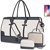 ETRONIK Weekender Overnight Bags for Women, Large Travel Duffle Bags with Shoe Compartment & Wet Pocket, Carry On Tote Bag Gym Duffel Bag with Toiletry Bags for Hospital 3 Pcs Set, Large Size
