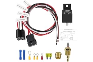 Ronybuy Electric Fan Relay Kit 40 AMP Automotive Relay Thermostat Switch Kit for Radiators Fans Temperature Sensor Switch 185 On 175 Off, Waterproof 12V Electric Cooling Fan Relay Switch Wiring Kit