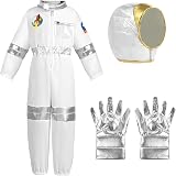 Aomig Kids Astronaut Costume Unisex Space Jumpsuit Helmet Glove Set
