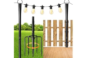 MuliVid 2 Pack 10FT Lighting Hanging Pole for Outside, Waterproof Hardened Metal Outdoor String Light Poles for Patio, Garden, Bistro, Wedding, Parties